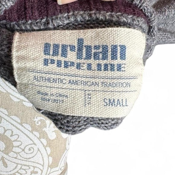 Urban Pipeline Gray Houndstooth Knit Crewneck Sweater Long Sleeve Pullover SizeS - Picture 5 of 6